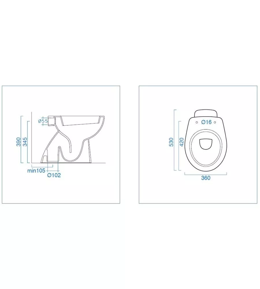 VASO WC A TERRA IN CERAMICA BIANCO "COLIBRI", GEBERIT